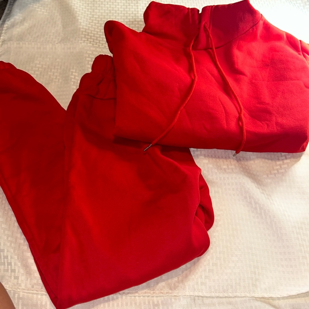woman xs matching red sweatset